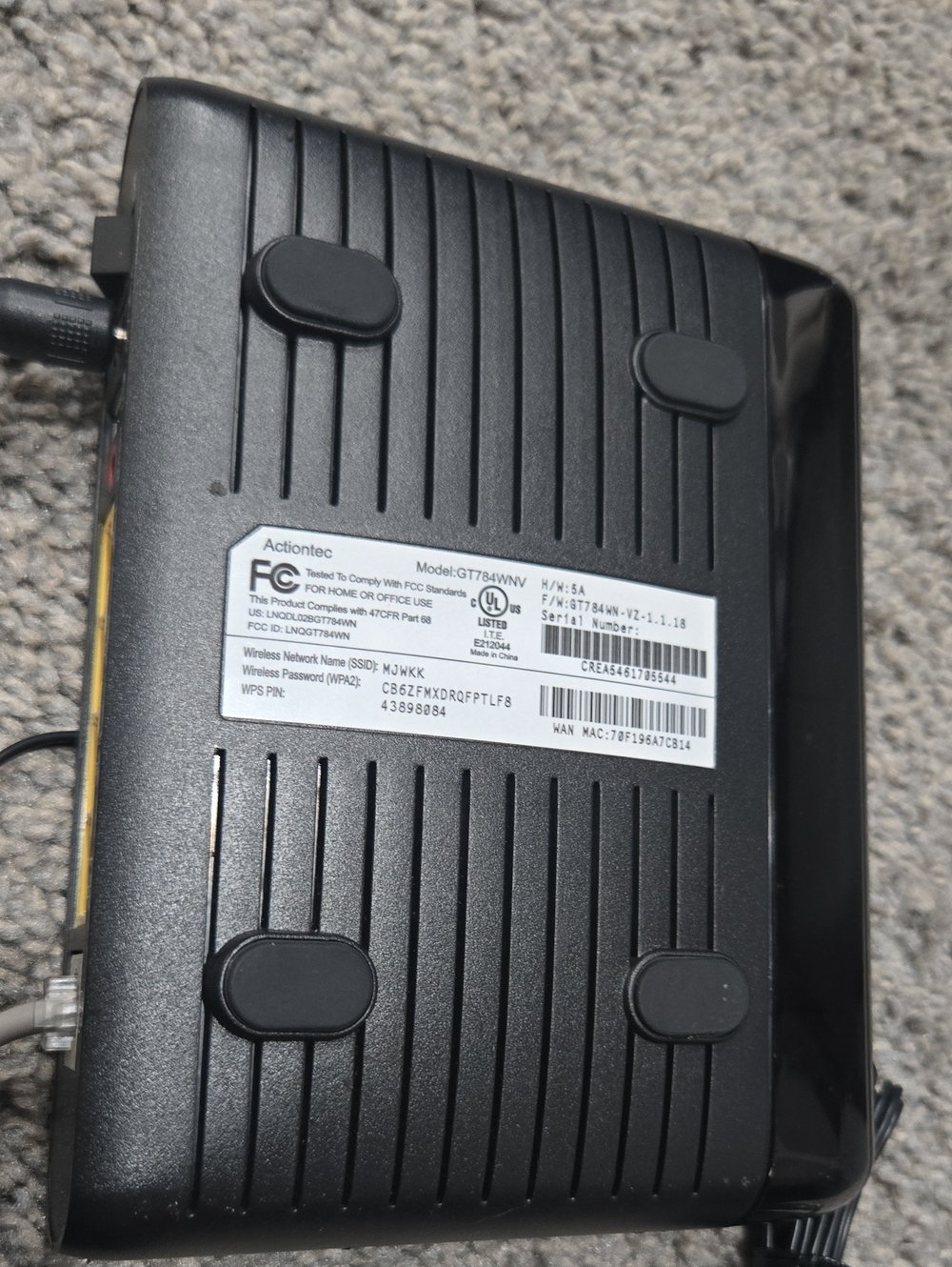 Verizon model GT784WNV Actiontec DSL Router Internet Modem - Picture 2 of 4